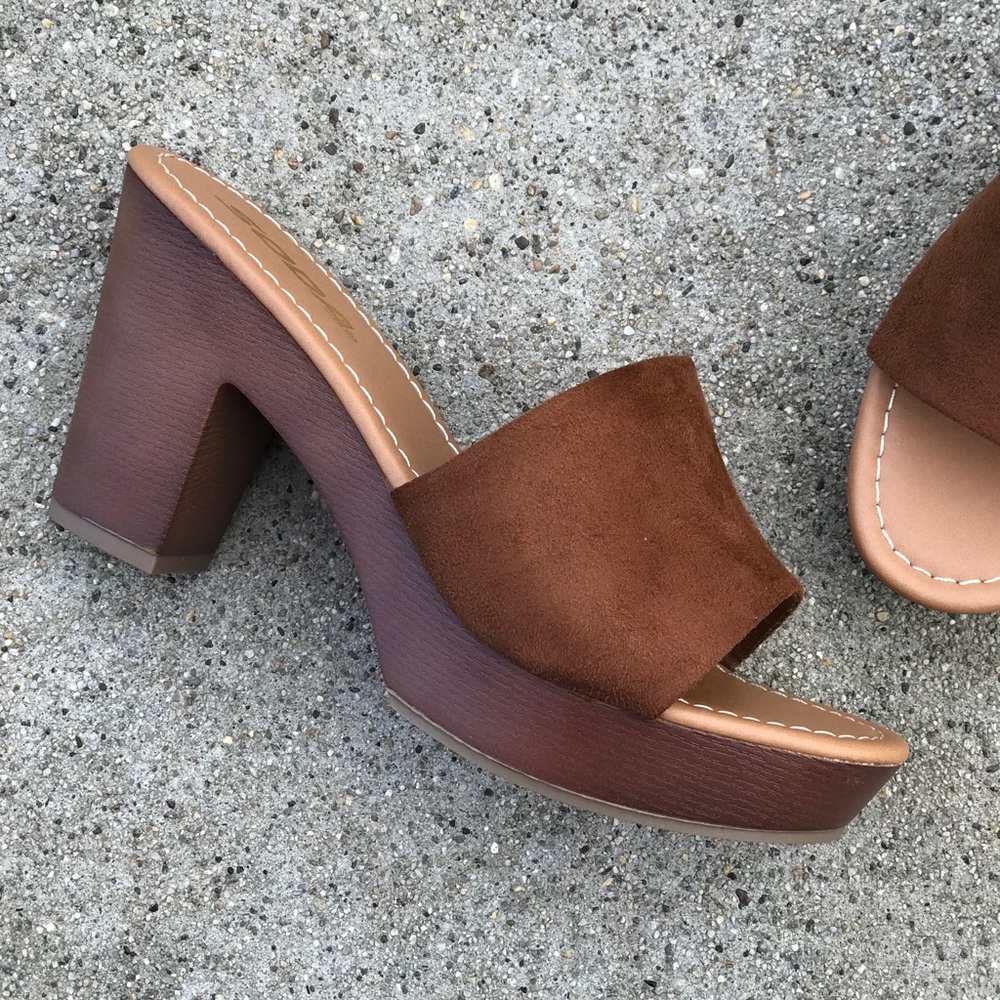 Soda Sunkist Cognac Faux suede Platform Heel
